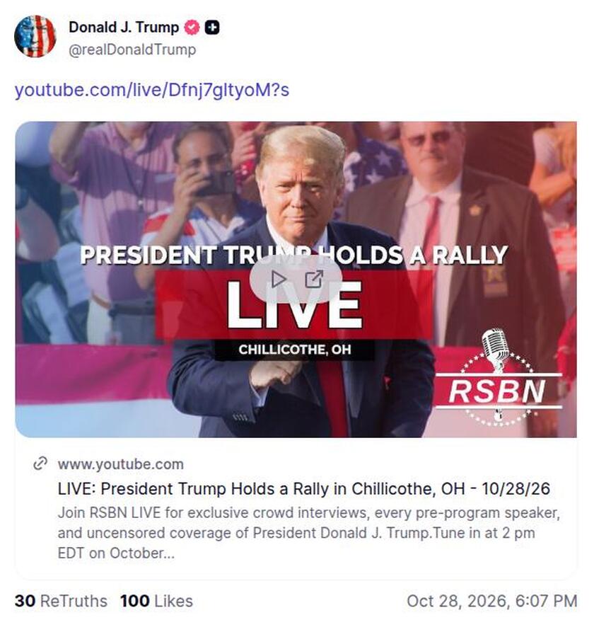 Post image from Donald Trump