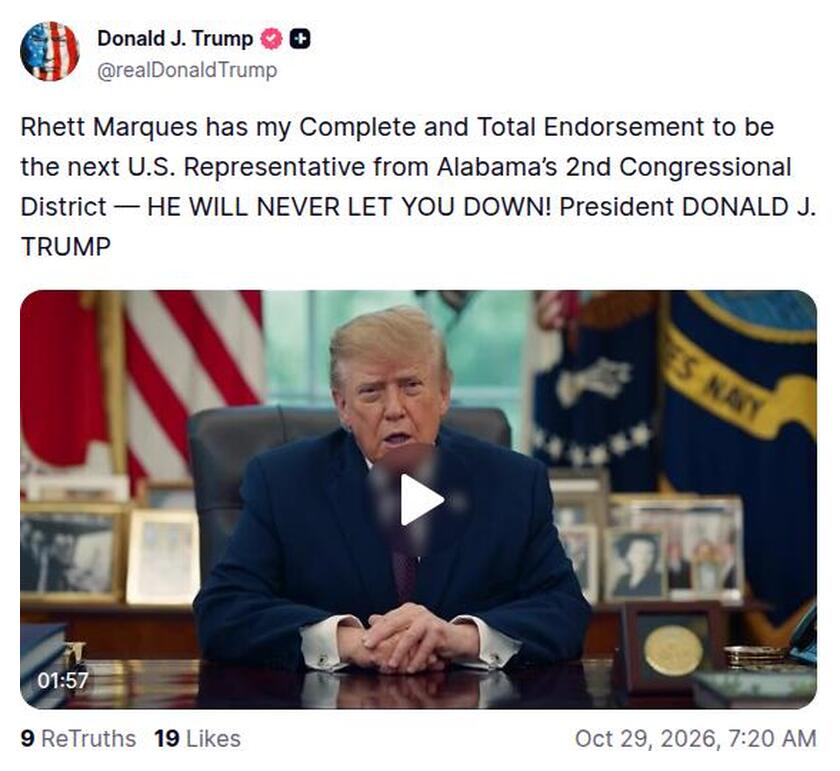 Post preview from Donald Trump