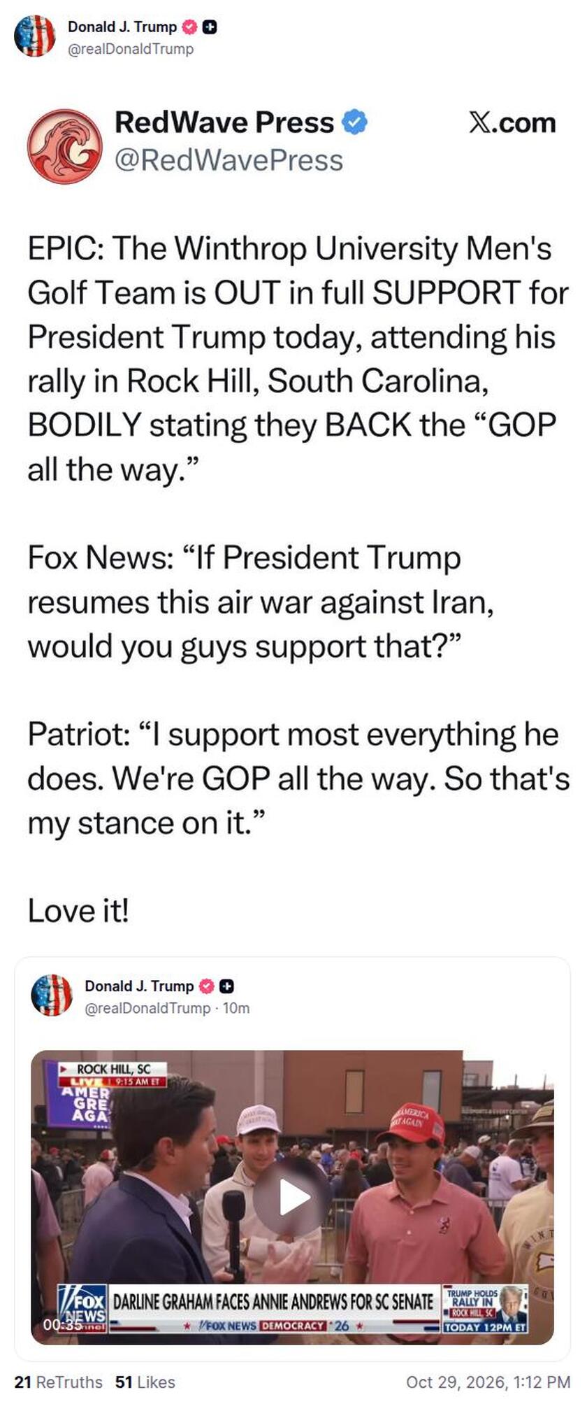 Post image from Donald Trump