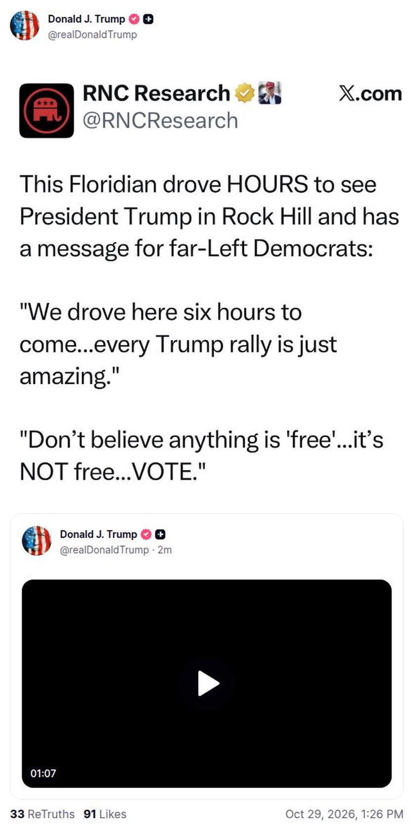 Post image from Donald Trump