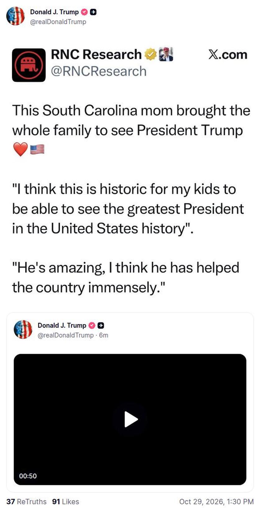 Post image from Donald Trump