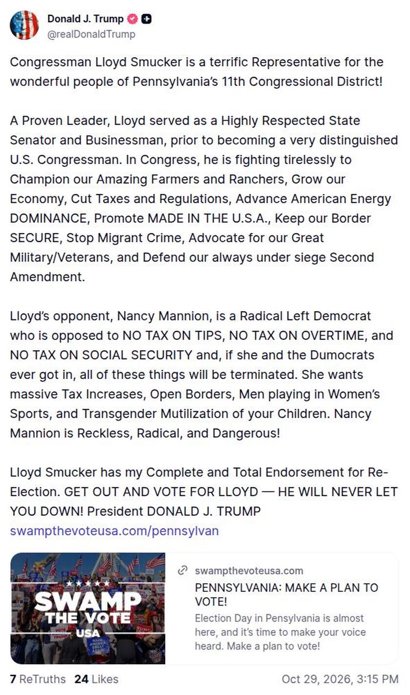 Post image from Donald Trump
