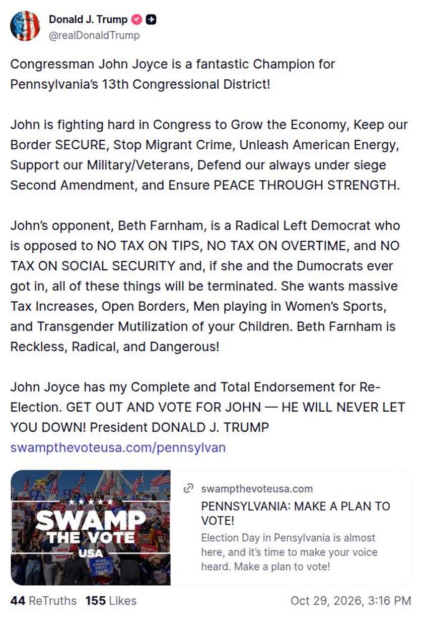 Post image from Donald Trump