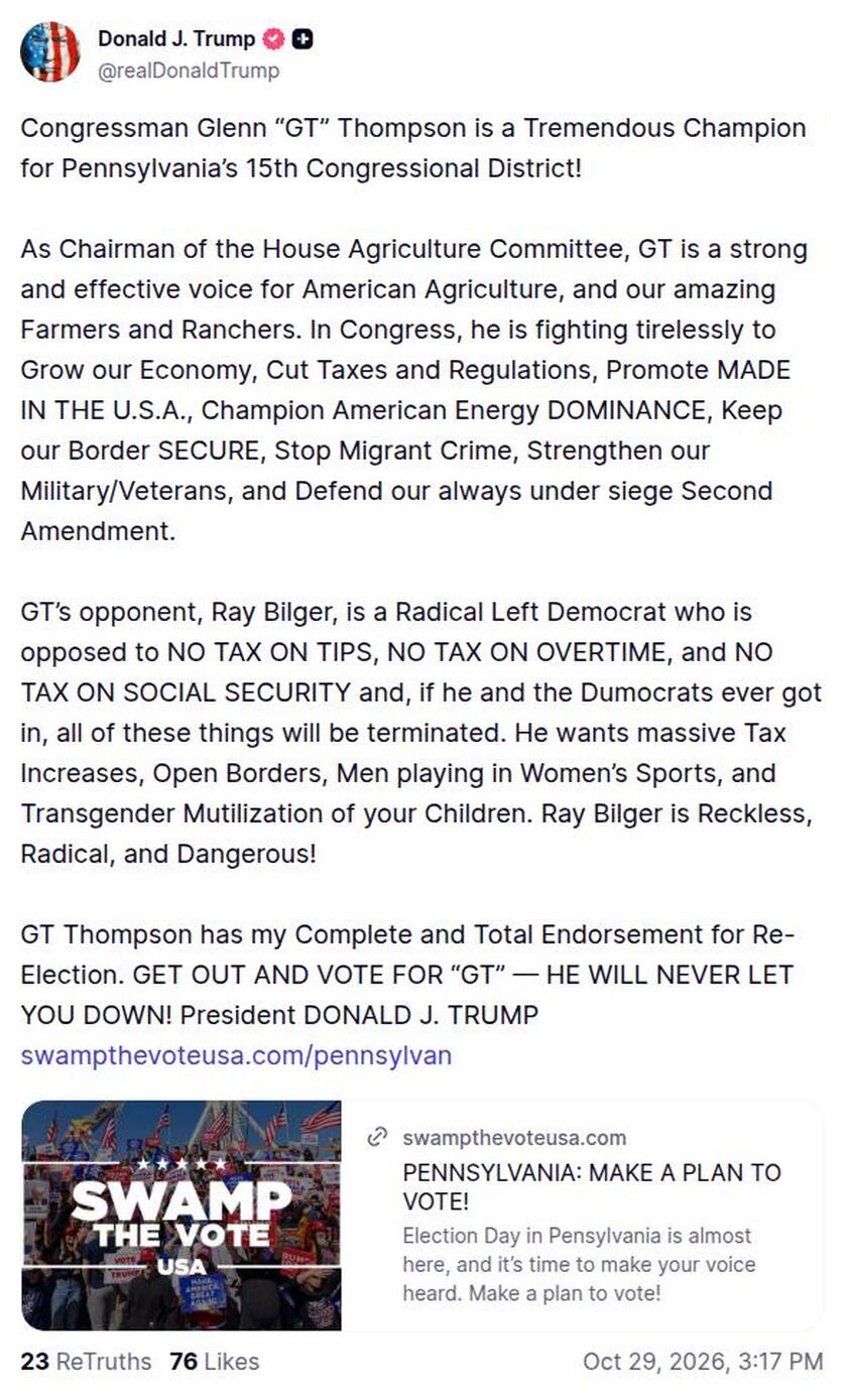 Post image from Donald Trump