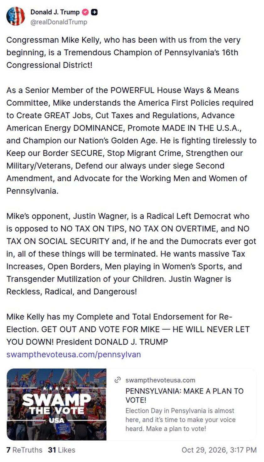 Post image from Donald Trump