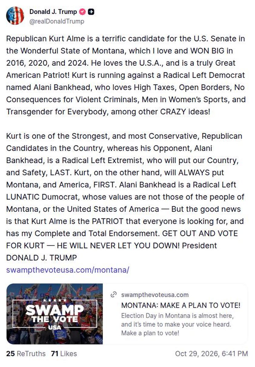 Post image from Donald Trump