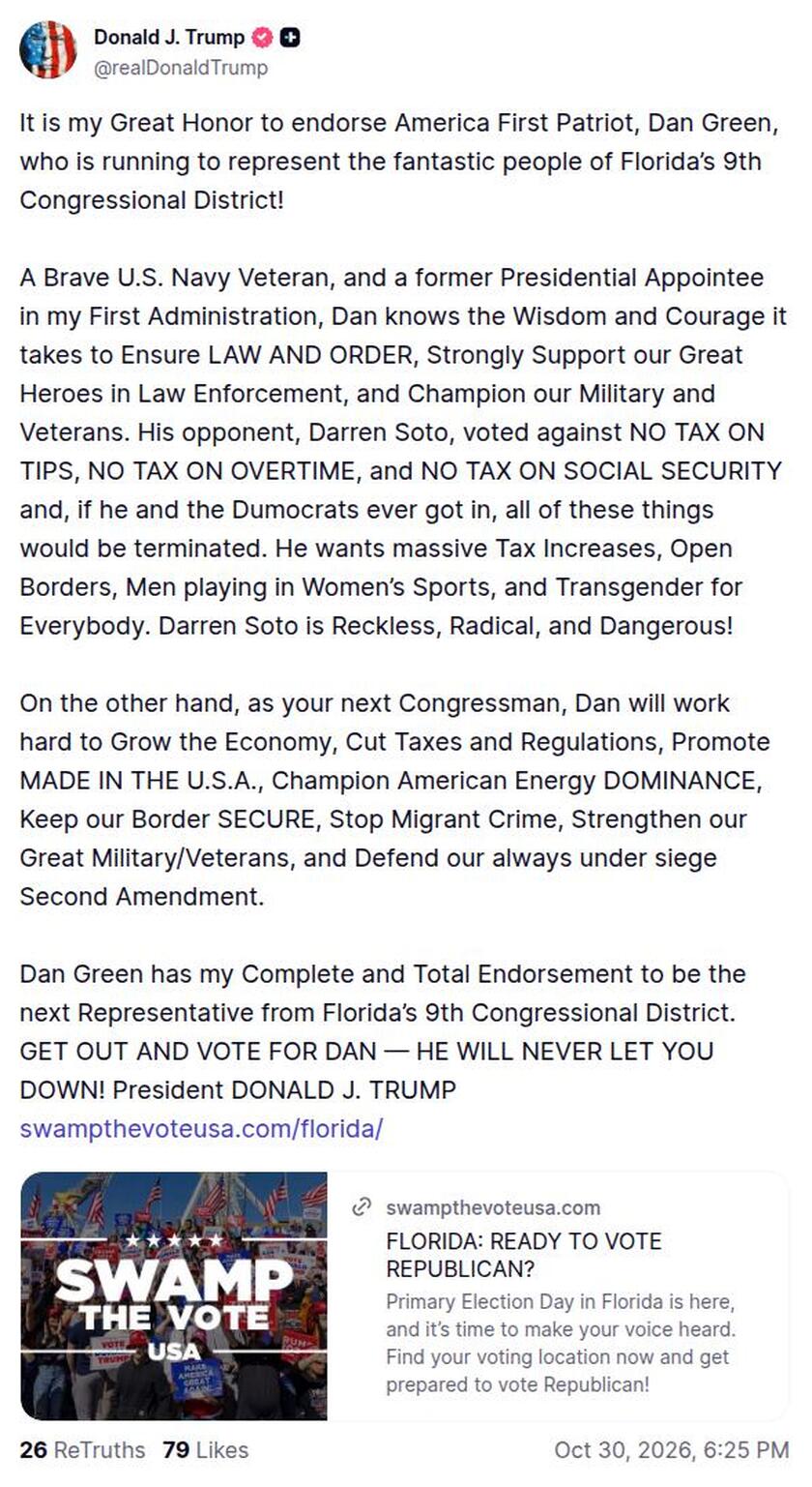 Post image from Donald Trump