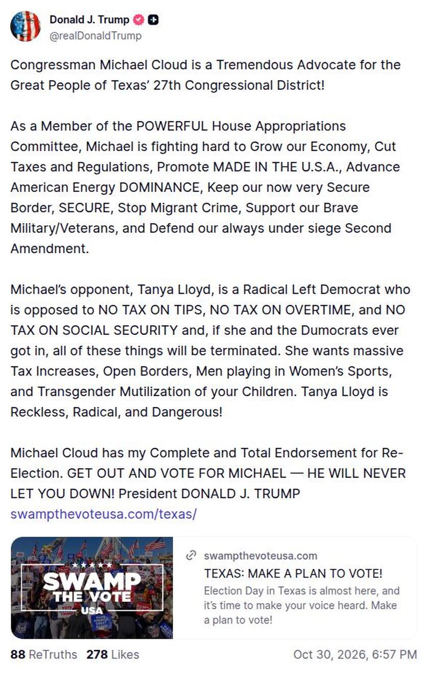 Post image from Donald Trump