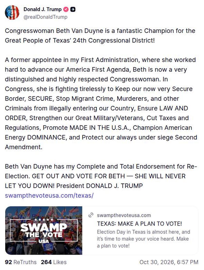 Post image from Donald Trump