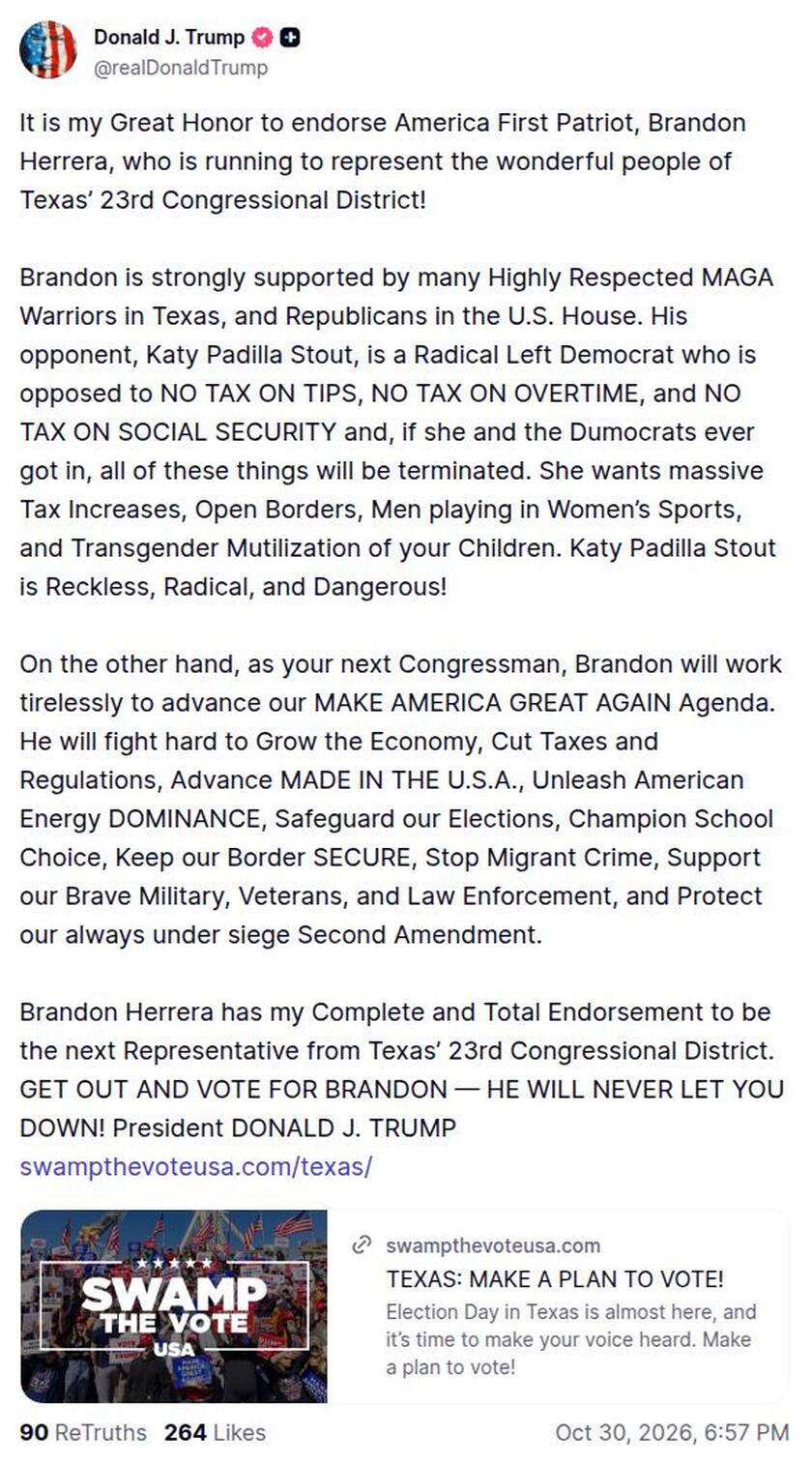 Post image from Donald Trump