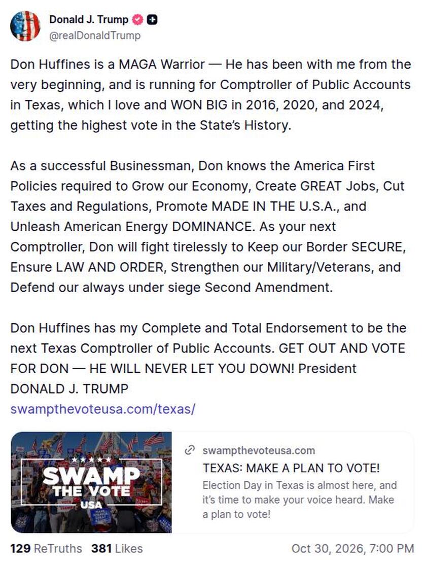 Post image from Donald Trump