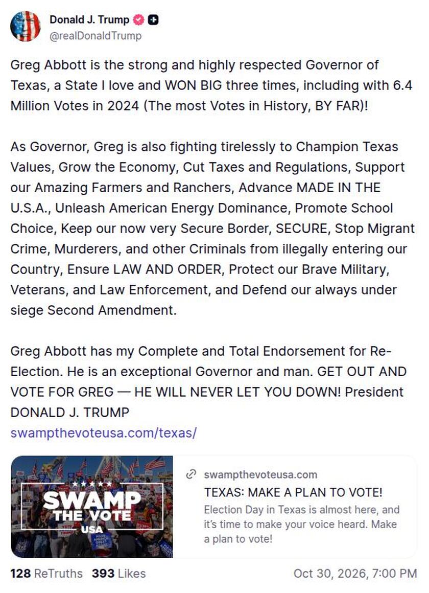 Post image from Donald Trump