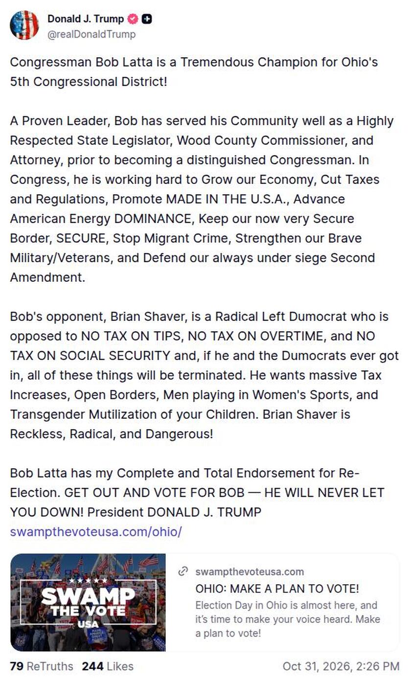 Post image from Donald Trump