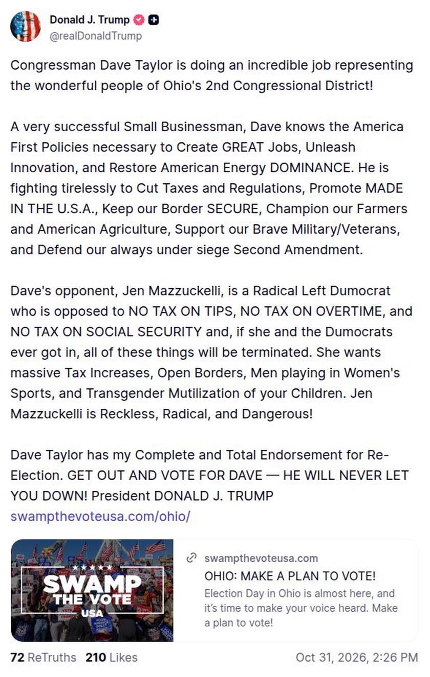 Post image from Donald Trump