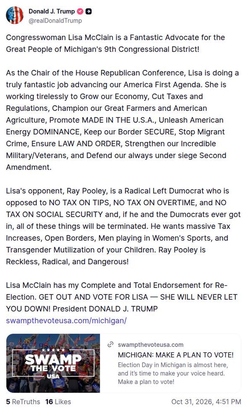 Post image from Donald Trump
