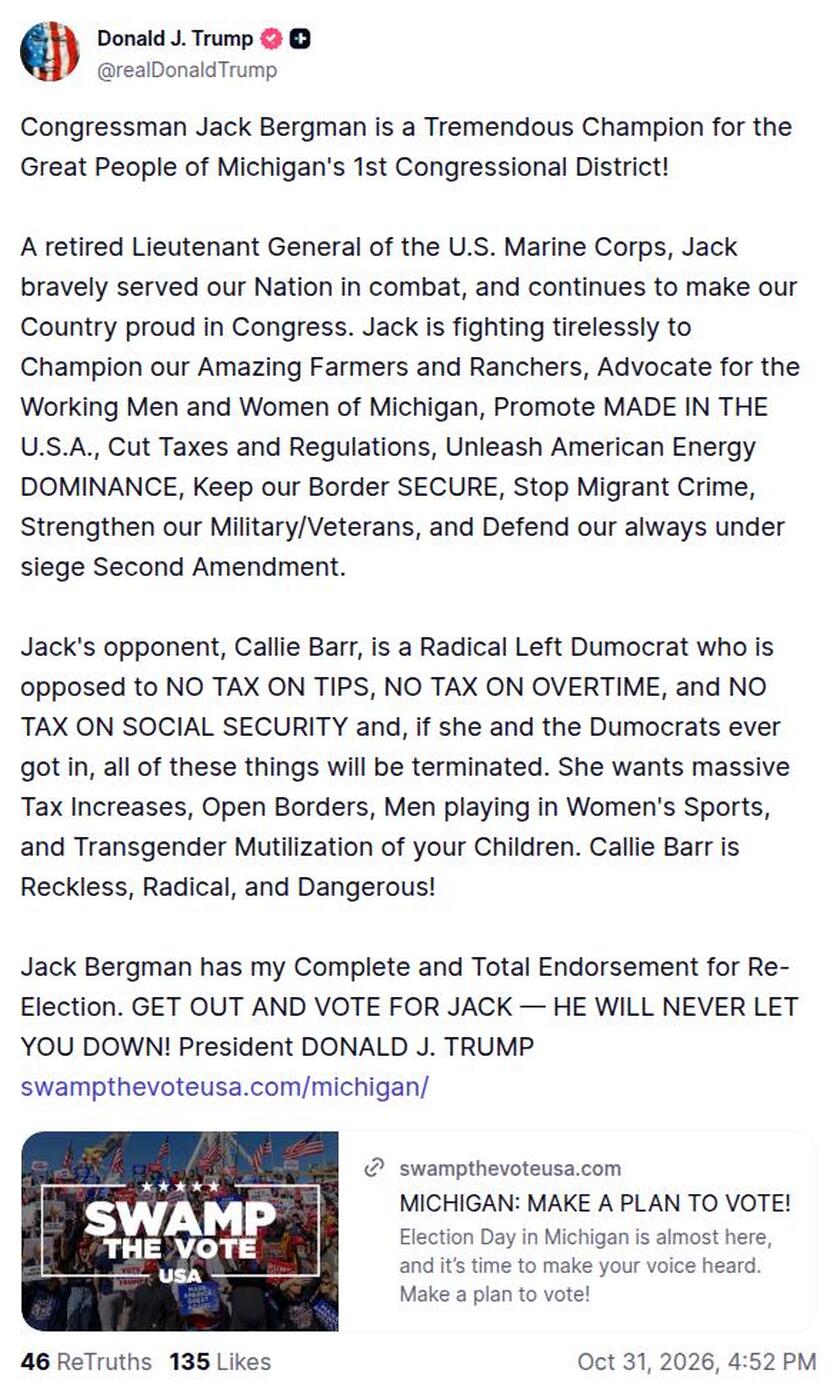 Post image from Donald Trump